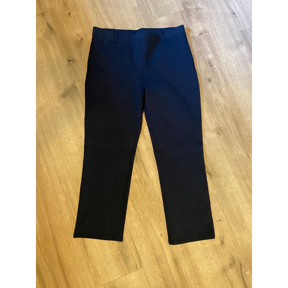 Quince Ultra-Stretch Ponte Straight Leg Pants L/26 Navy Blue Workwear Minimalist